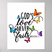 God's Love Never Fails - Butterfly Art - Religious ポスター (正面)