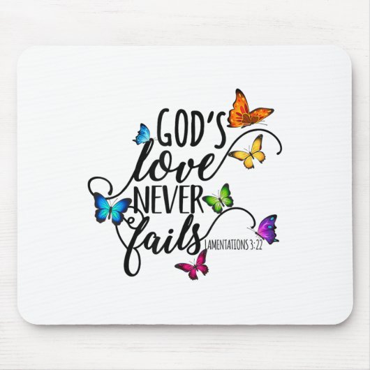 God's Love Never Fails - Butterfly Art - Religious マウスパッド (正面)