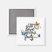 God's Love Never Fails - Butterfly Art - Religious マグネット (正面/裏面)
