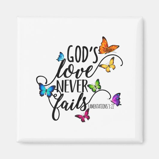 God's Love Never Fails - Butterfly Art - Religious マグネット (正面)