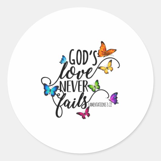 God's Love Never Fails - Butterfly Art - Religious ラウンドシール (正面)