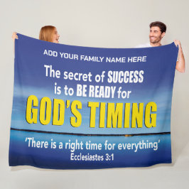 GOD'S TIMINGキリスト教のバイブルパーソナライズされた家 フリースブランケット