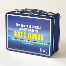 GODS TIMING Inspirational Christian Quote メタルランチボックス