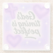 god's timing is perfect airbrush retro 90s purple  ガラスコースター (裏面)