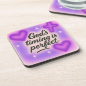 god's timing is perfect airbrush retro 90s purple  コースター (左側)