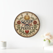 God's Timing Is Perfect Christian Rustic Faith ラージ壁時計 (ホーム)