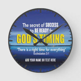 GODS TIMING SUCCESSクリスチャン感動的引用文 ラウンド壁時計