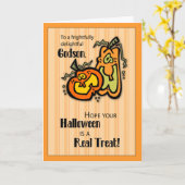 Godsonのカボチャハロウィン カード (黄色い花)