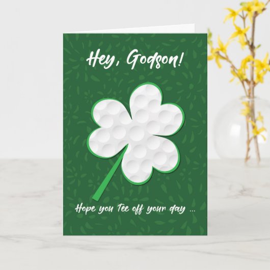 Godsonのゴルフはセントパトリックの日のシャムロックを遊ばします カード (黄色い花)