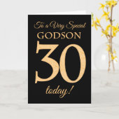 Godsonの誕生日のための黒の第30金ゴールド効果 カード (黄色い花)