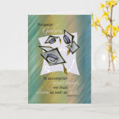 Godson、空気の卒業の帽子、お祝いGr カード (黄色い花)