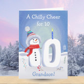 Godson 10th Birthday Snowman Snowy Ten カード