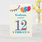 Godson 12誕生日Bunting Balloons Card用 カード (黄色い花)