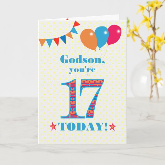 Godson 17誕生日Bunting Balloons Card用 カード (黄色い花)