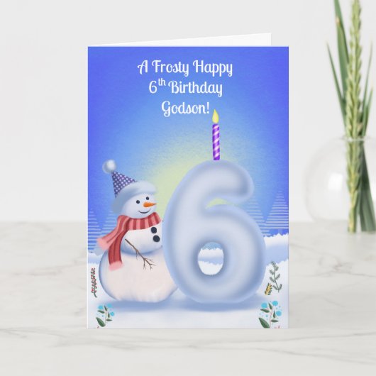 Godson 6th Birthday Snowman Snowy  カード (正面)