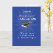 Godson Graduation Religious Blessings Blue Rays カード (黄色い花)