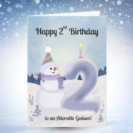 Godson Happy 2nd Birthday Snowman Building カード
