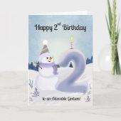 Godson Happy 2nd Birthday Snowman Building カード (正面)