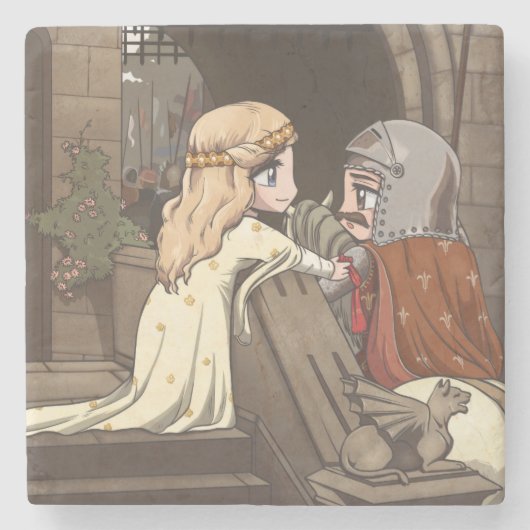 Godspeed私のチビ(小さくかわいく書いた感じ)の騎士! ストーンコースター (正面)