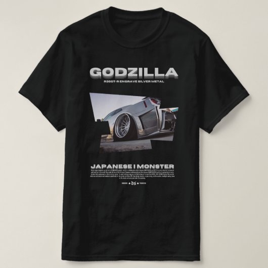 GODZILLA SILVER METAL | T-SHIRT BLACK Tシャツ (デザイン正面)