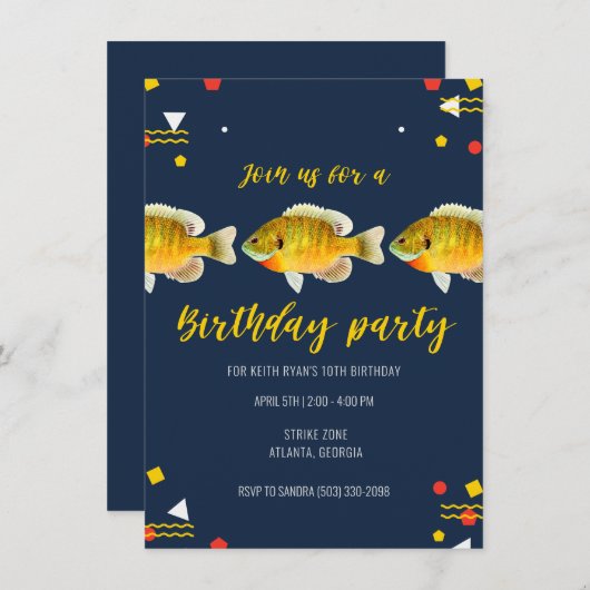 Goed Fishin' Boys Fishing Theme Brithday Party 招待状 (正面/裏面)