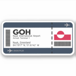 GOHヌーク、グリーンランド空港搭乗券 シール
