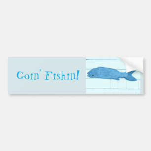 goinのfishinの青い魚のロゴ バンパーステッカー