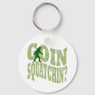 Goin squatchin?文字&グリーン迷彩柄 キーホルダー