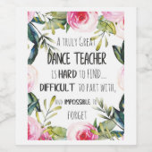 Going 遠くに gift for Dance先生ありがとう引用文 ワインラベル (シングルラベル)