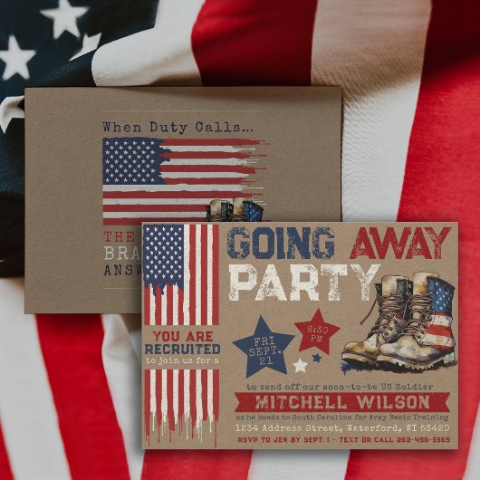 Going Away Party I Military Farewell Party US Flag 招待状