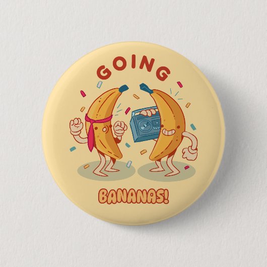 Going Bananas Fun Button 缶バッジ (正面)
