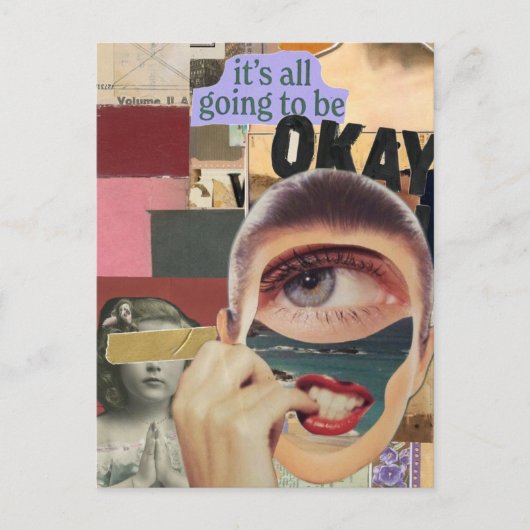 Going to Be Okay Surreal Mixed Media Collage ポストカード (正面)