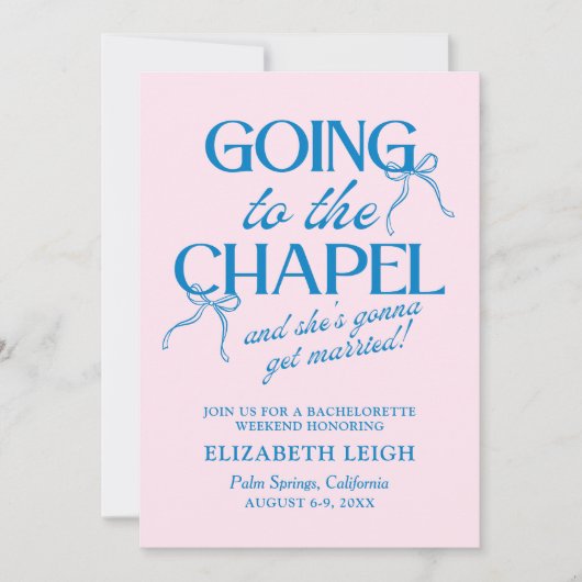 Going to the Chapel Bachelorette Weekend 招待状 (正面)