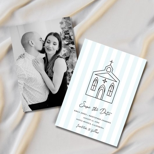 Going to the Chapel Colorful Stripe Photo セーブザデート