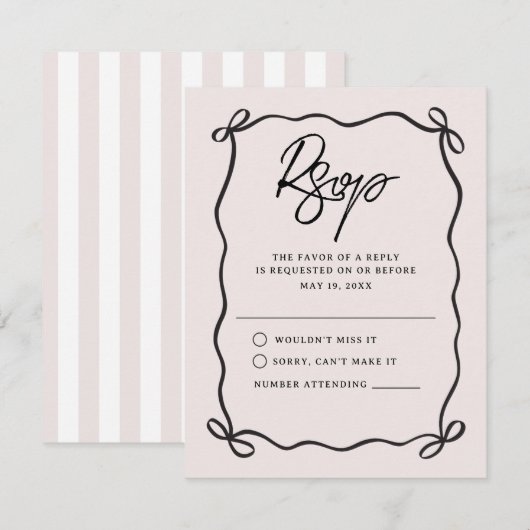 Going to the Chapel Coquette Bow Wedding 出欠カード (正面/裏面)