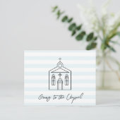 Going to the Chapel Wedding Blue Save the Date ポストカード (スタンド正面)