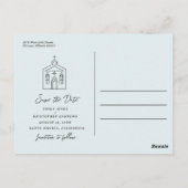 Going to the Chapel Wedding Blue Save the Date ポストカード (裏面)