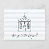 Going to the Chapel Wedding Blue Save the Date ポストカード (正面)