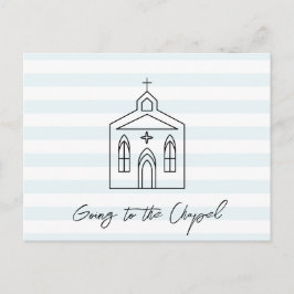 Going to the Chapel Wedding Blue Save the Date ポストカード