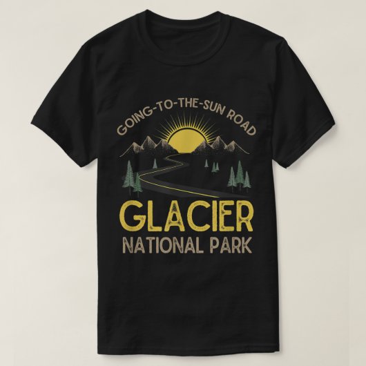 Going-To-The-Sun Road Glacier国立公園レトロ Tシャツ (デザイン正面)
