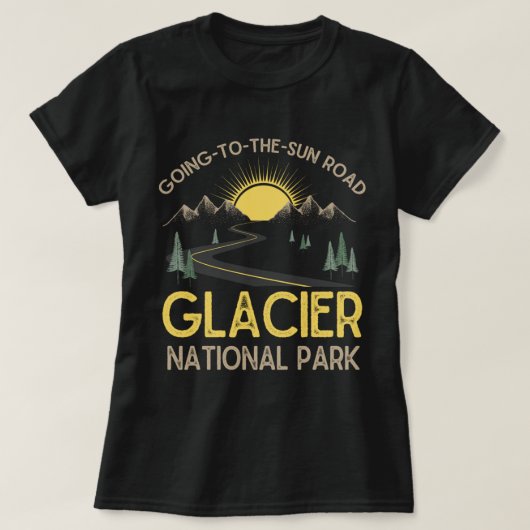 Going-To-The-Sun Road Glacier国立公園レトロ Tシャツ (デザイン正面)