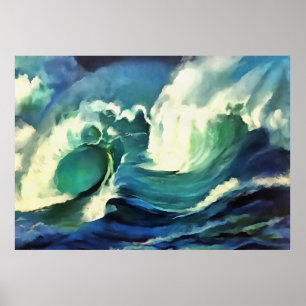Going With The Flow Crashing Ocean Waves Art ポスター