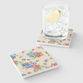 Goji、ブルーベリー：水彩イラストレーションパターン。 ストーンコースター (横)