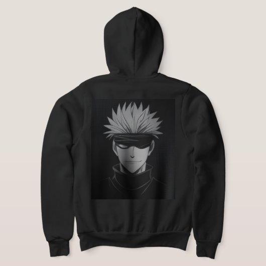 “Gojo Satoru Streetwear hoodies – Black Anime Tee  パーカ (レイダウン裏面)