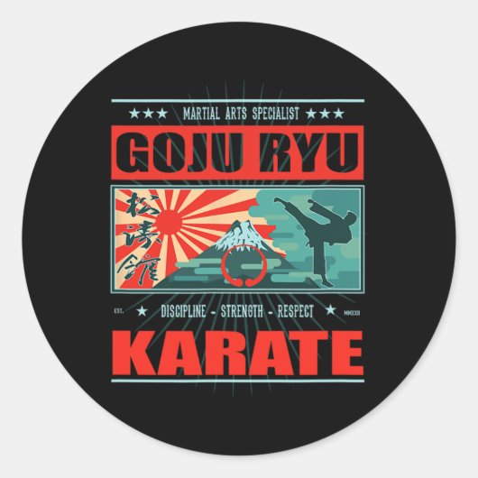 Goju Ryu Karate Kanji  ラウンドシール (正面)