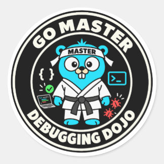 Golang ゴーファー、Go言語のマスコット。プログラミング ラウンドシール