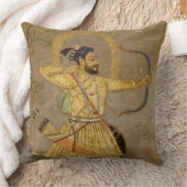 Gold狩りの君主か暗灰色のMughalの装飾用クッション クッション (ブランケット)