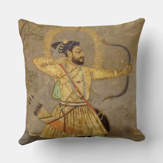 Gold狩りの君主か暗灰色のMughalの装飾用クッション クッション (裏面)