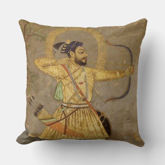 Gold狩りの君主か暗灰色のMughalの装飾用クッション クッション (正面)