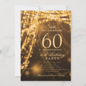 Gold | サプライズ60歳の誕生日パーティー 招待状 (正面)